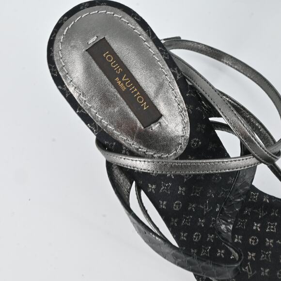 LOUIS VUITTON Monogram Strappy Heels Size 38 - Picture 5 of 9